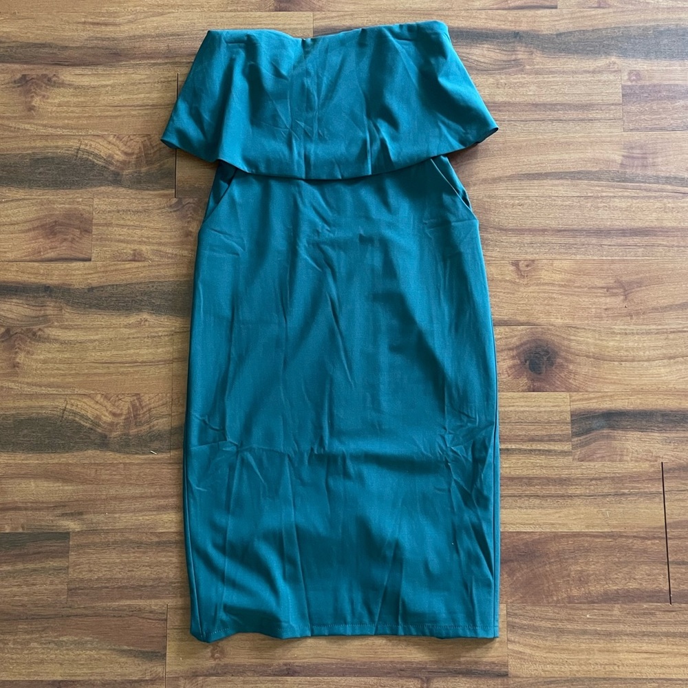 Lulus Emerald Green Strapless Cocktail Dress with Pockets